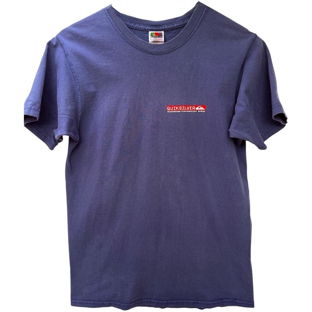 Quiksilver Graphic T Shirt Mens Small Blue Surf Skate Honolulu Hawaii Logo